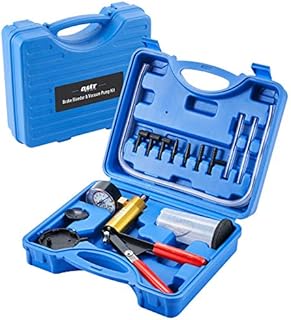 Orion Motor Tech Brake Bleeder Kit with Hand Vacuum Pump and Adapters | Brake Bleeding Kit for Brake Fluid Power Steering Fluid More | Vacuum Brake Bleeder Pump with Pressure Gauge, Case, and Gloves