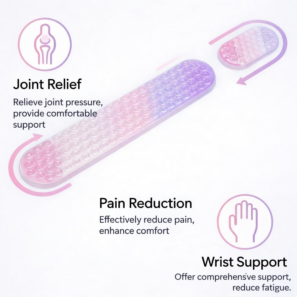 Joli repose-poignet ergonomique en gel pour le bureau et les jeux, soutien pour soulager la fatigue du poignet, coussinet en gel antidérapant pour un confort de frappe tout au long de la journée, ne