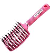 Hair Brush, Boar Bristle Detangling Brush for Fast Blow Drying, Curved Vented Styling Hairbrushes...