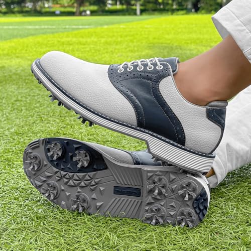 Image of Spikes Golf Shoes Men Professional Golf Shoes Waterproof Walking Footwears for Golfers Outdoor Gym Sneakers