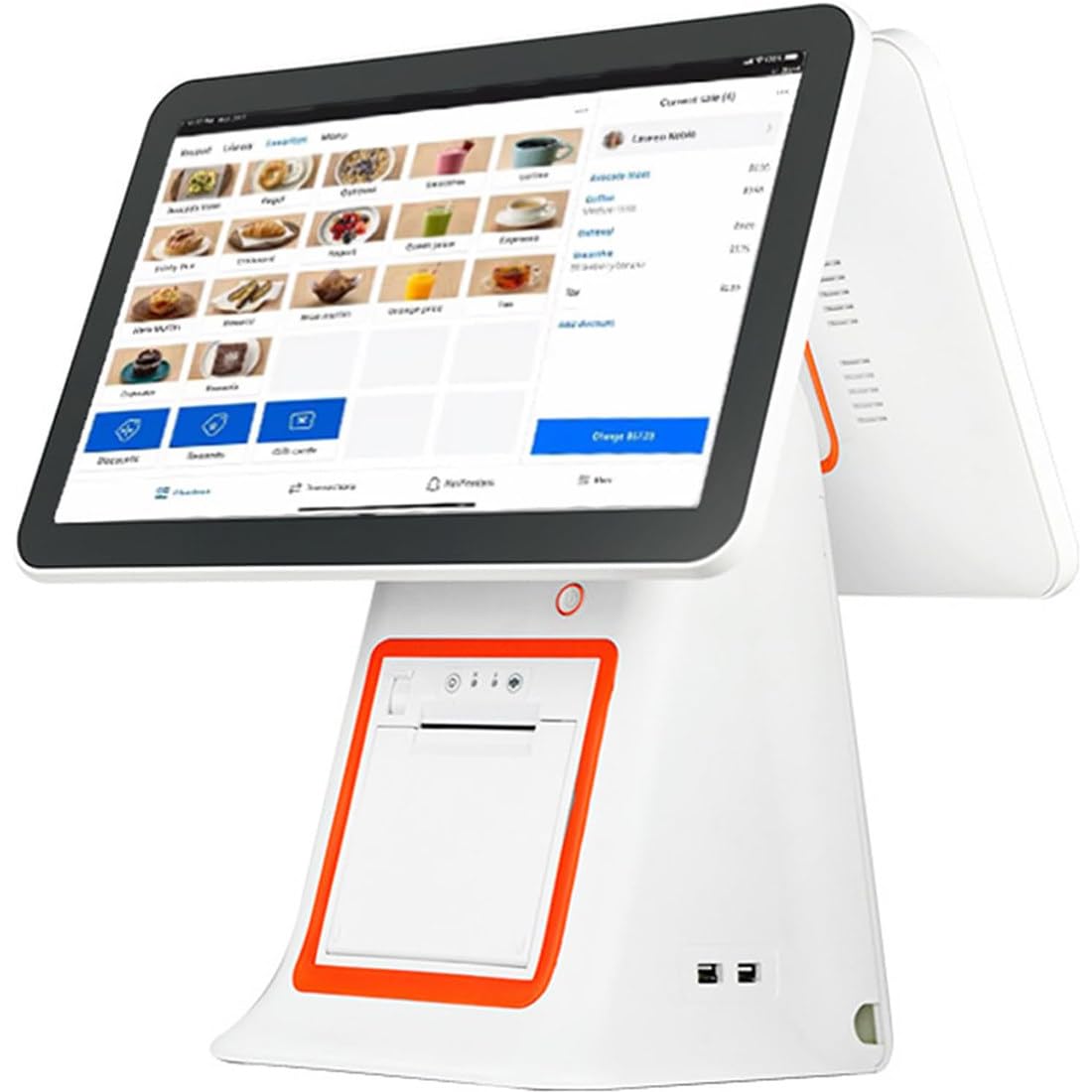 Caisse enregistreuse à écran Tactile, Caisse enregistreuse Intelligente Tout-en-Un, Double écran Tactile 15,6 Pouces, pour systèmes de Point De Vente au détail, Restaurant et Magasin White