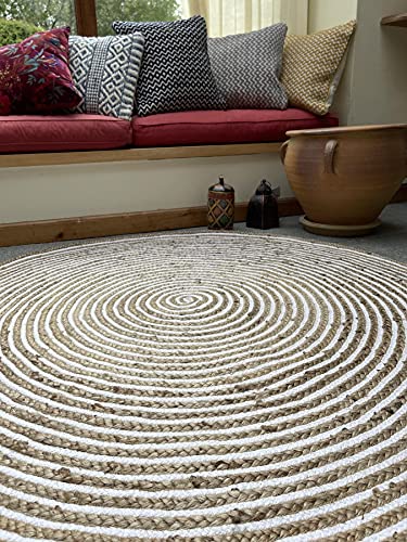 Second Nature Online CHAKKAR PALE   Alfombra redonda de yute trenzada (120 cm de diámetro)