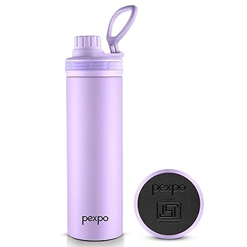 PEXPO Aqua Sip 900 ISI Certified Stainless Steel Sipper Water Bottle - 800ml | Single Wall Fridge Bottle | Easy to Carry Handle | For Home, Office, Gym, School, Trekking - Orchid Purple - image, photos