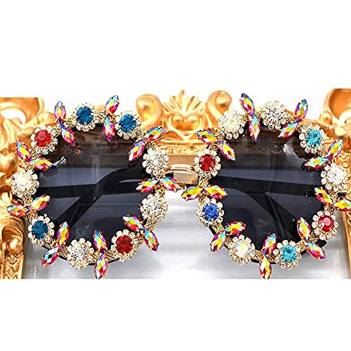 mincl/ 2019 Diamond Color Sunglasses for Lady Exaggerated Personality Female Sun Glasses Female Shades UV4004