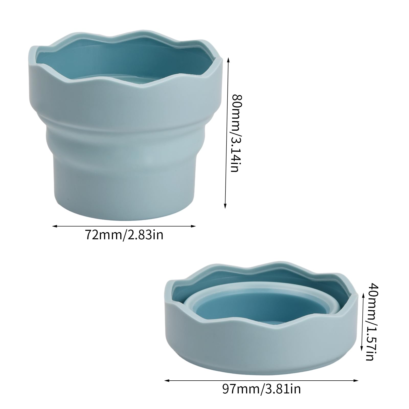 QIMMU 4er-Set Faltbare Pinselbecher - Silikon Wasserbecher Für Künstler 7,5x7x9,5 Cm