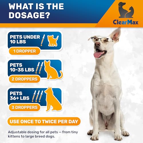 Liquid Probiotics for Dogs and Cats – 6 Billion CFU Pet Digestive Support – Dog Probiotics with Enzymes – Cat Probiotic Supplement – 2-oz Bottle