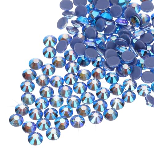 QUARKZMAN 288 Piezas de Piedras de Estrás Hotfix de Cristal para Manualidades Ropa Decoración DIY (SS30 6.6mm, Azul Claro)