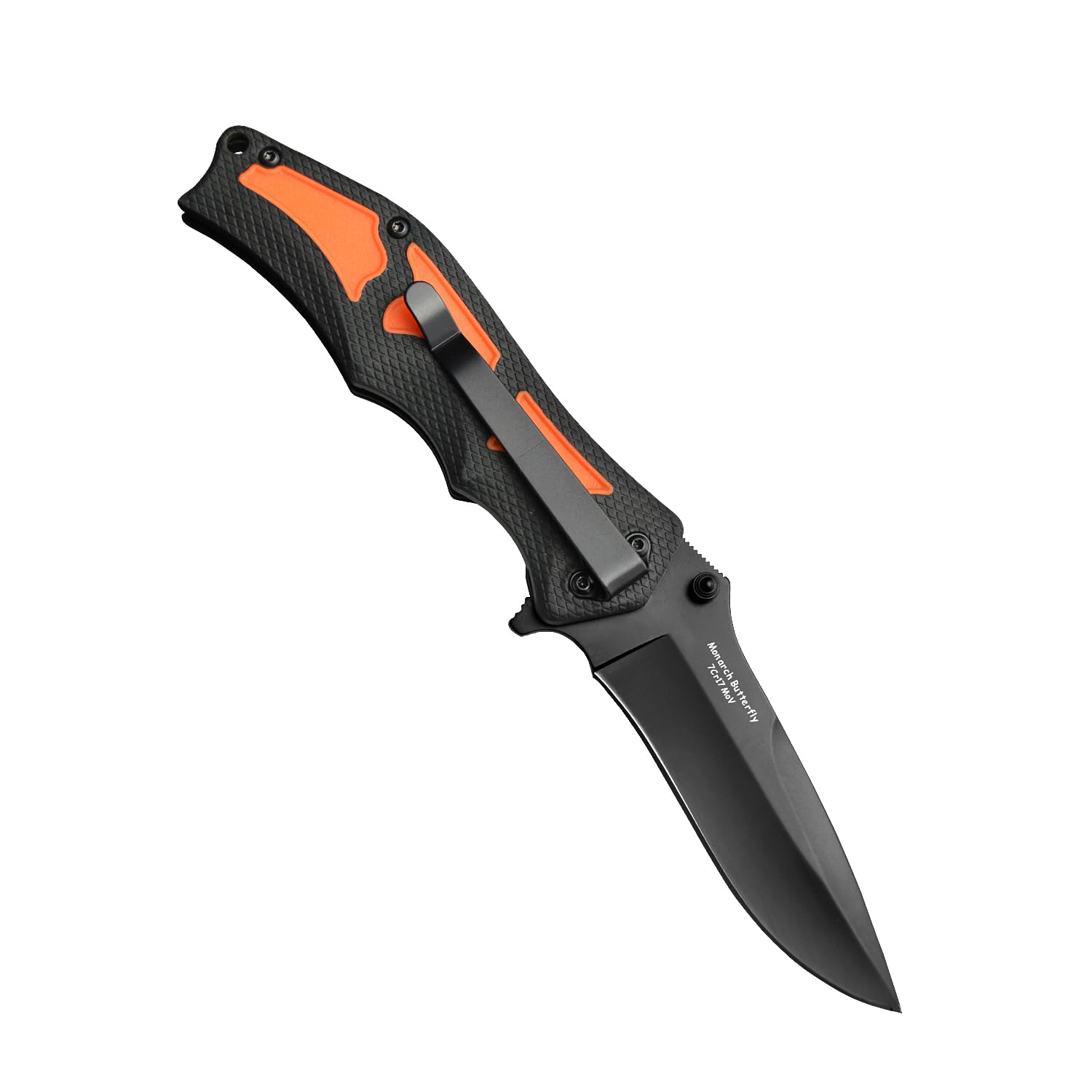 TONIFE Farfalla Monarca Coltello da tasca Coltello pieghevole con acciaio 7Cr17MoV Manico in TPR+PP e clip da tasca per il campeggio all'aperto