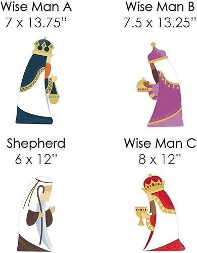 Miniatura 7 de Big Dot of Happiness Holy Nativity - Letrero de patio y decoración de césped al aire libre  Señales de Navidad religiosas de escena pesebre  Juego