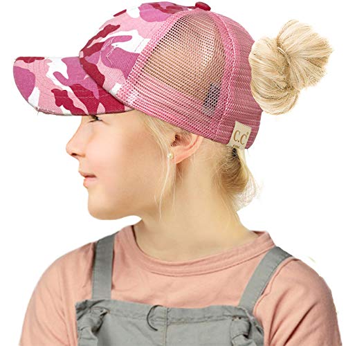 C.C Kids 2-5 Ponytail Messy Buns Ponycaps Baseball Visor Cap Hat2