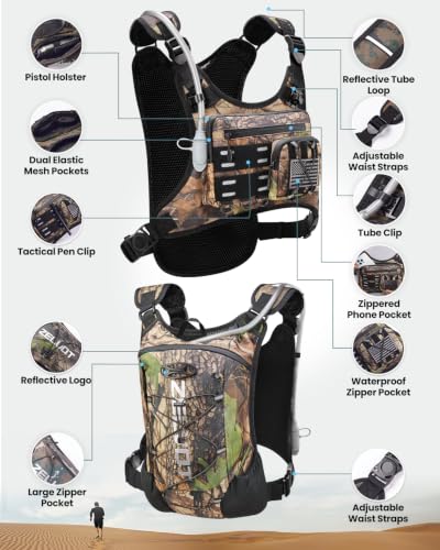 Image of Zelvot Running Vest with 2L Water Bladder, Hydration Backpack, U.S. Design Patent, Lightweight Hydration Pack with Gear Holder, Reflective Chest Pack for Men Women