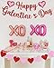Happy Galentine's Day Banner Red Pink Galentine's Day Bunting Banner With Glitter,Galentines Day Heart Decorations for Galentines Day Anniversary Decorations Supplies