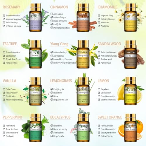 15PCS Essential Oils Gift Set - Premium Quality 100% Natural Pure Essential Oils for Aromatherapy Diffuser Yoga Home Office Soap Candle Making- 5ml/Bottle