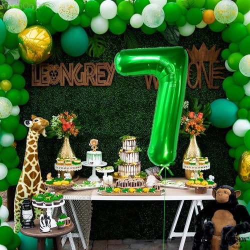 Image of KatchOn Dark Green Number 7 Balloon 40 Inch, 7th Birthday Balloon | Happy Birthday Decorations, Seven Balloons Number For 7th Anniversary Decorations