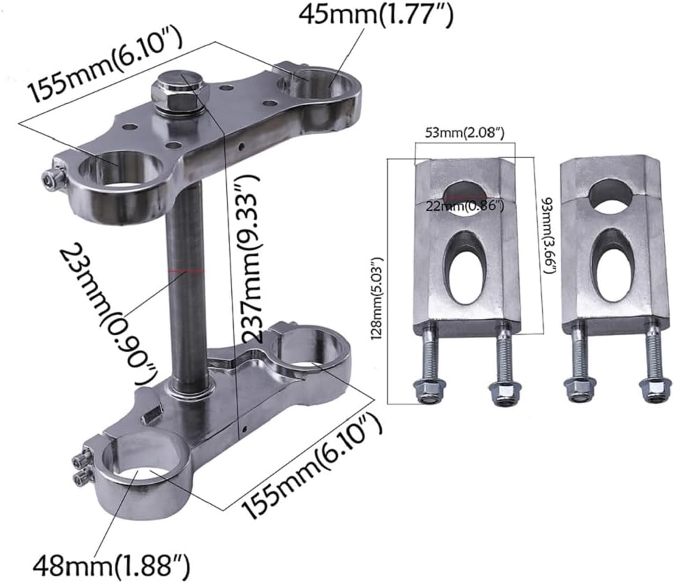 735mm (29") Upside Down Front Fork with 45/48mm Silver Triple Tree Clamp – Pit Bike Dirt Bike Suspension Tube for Chinese Motorcycles Motocross Zongshen TTR Taotao