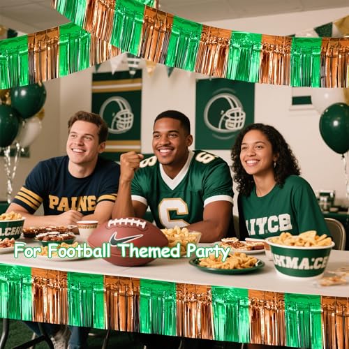 Image of 4 Packs Total 39 Ft Super Ball Parade Floats for Trailer Car, Green Brown Foil Fringe Garland Tinsel Streamers Hanging Backdrop Banner Table Skirts for Graduation Homecoming Birthday Football Party