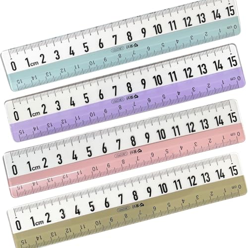 Oiwells 定規 15cm 小学生 物差し 15センチ定規 ものさし 4本セット (4)