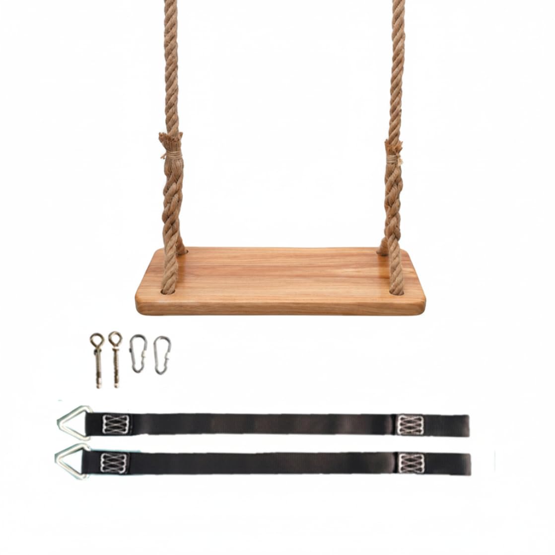 Altalena a trapezio, Altalena in legno per esterni, Legno di olmo spesso per bambini con corda resistente e parti metalliche, Interno/esterno per bambini e adulti, Sedile da 15, 75x6, 30 pollici con