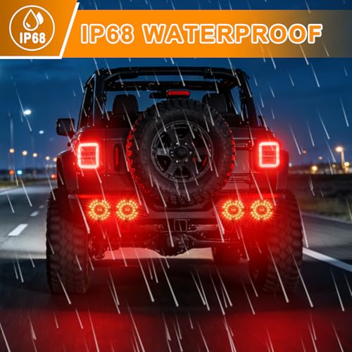 Image of 7 inch Inch Round LED Trailer Tail Lights Red 2Pcs 36 LED Bus Stop Brake Taillight Turn Tail Lights Waterproof for Truck Trailer RV UTV Reflex Lens with Gasket 10-30V