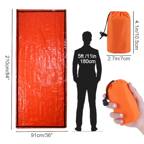 Image of Emergency Sleeping Bag - Portable Emergency Blanket for Survival Gear, Thermal Bivy Sack with D-Type Buckle, Waterproof & Lightweight for Camping, Hiking, Outdoor (2 /3 /5 Pack)