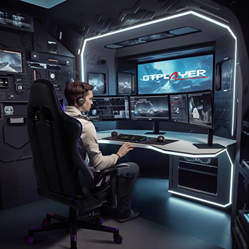 Image of GTPLAYER Gaming Chair with Footrest, Big and Tall Game Chair High Back Computer Office Chair with Lumbar Support for Adults, Ergonomic Swivel Games Chair with Cushion Gaming, Purple