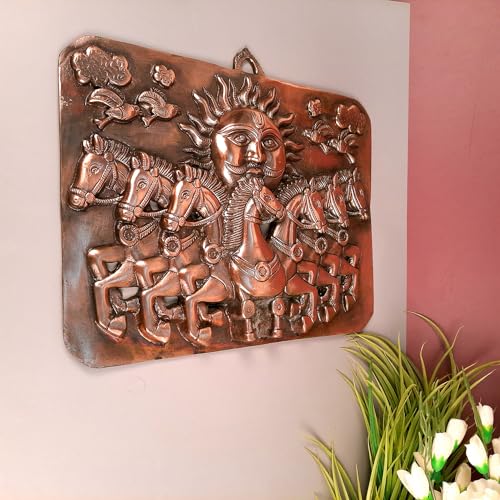 Image of Apka Mart The Online Shop Sun With 7 Running Horse Wall Hanging - For Vastu, Feng Shui, Home, Office, Living Room Wall Decor & Gifts (Metal - Alloy, Color - Copper Shade, Size - 15 Inch)
