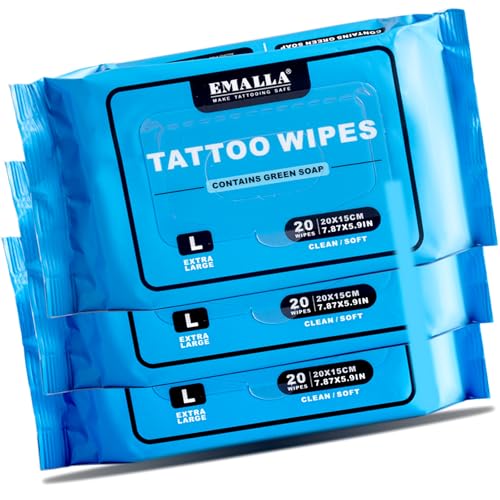 3 Packs Cleansing Green Soap Tattoo Wipes 60 Count 20Pcs Each Pack Green Soap Wipe Piercing Cleaning Tattoo Aftercare Supplies