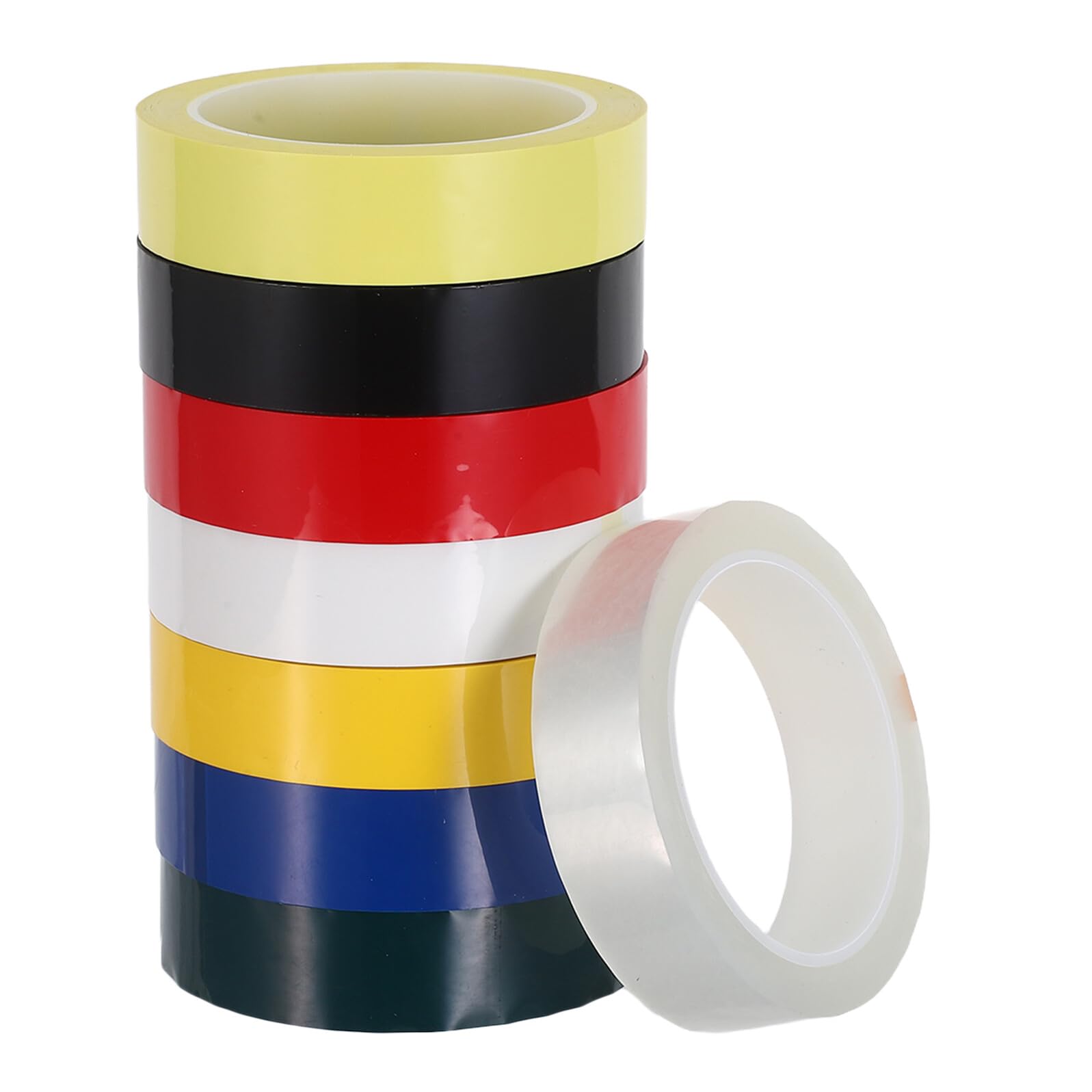 Farbiges Positionierungsmarkierungsband 8 Rollen aus Pet, Handreißbar | 25 Mm Breite, Wetterbeständig und Markierend, für Schule, Party und Beschriftung