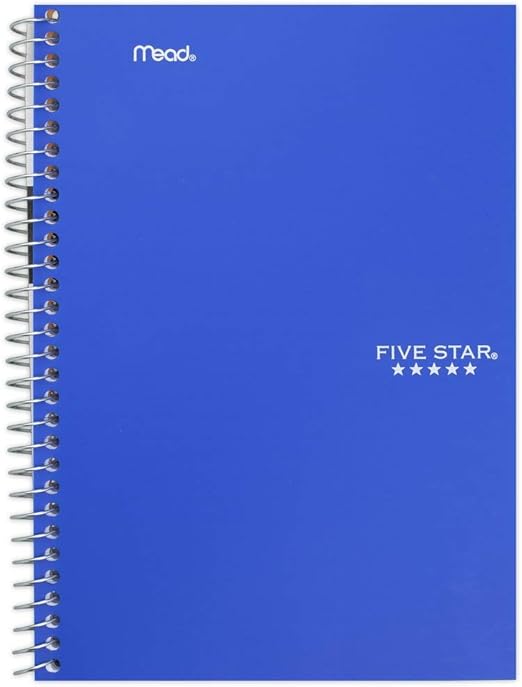 Five Star Spiral Notebook, 2 Subject, College Ruled Paper
