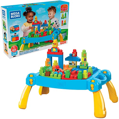 Image of Mega Bloks Discover 'n Build Activity Table Blocks for Toddlers 1-3 with 44 Pieces