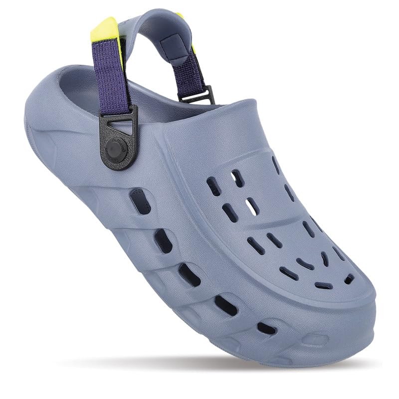 Image of WALKAROO Men Soft EVA Clogs with Adjustable Back Strap, Lightweight Ventilated Comfort Slip-On Outdoor Footwear, Durable Anti-Slip Clogs- WC8814