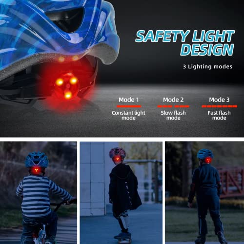 Exclusky Kids Bike Helmet with LED Light – Adjustable Multi-Sport Youth Helmet for Boys & Girls, Ages 5-12, Fits 50-57cm, Cycling Safety Gear3