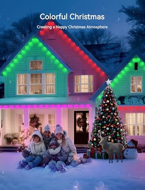 Permanent Outdoor Lights for House -Eaves Lights 50FT with 25 IC+RGBCW LED IP67 Waterproof, Smart Outside LED Christmas Light with App/Remote, Eternity Lighting for Holiday/Daily