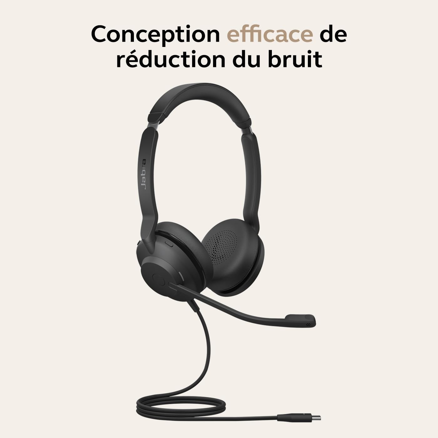 Jabra Evolve2 30 SE Micro-casque filaire stéréo à réduction de bruit avec technologie d’appel à 2 microphones et câble USB-C - Fonctionne avec les plateformes UC telles que Zoom et Google Meet - Noir