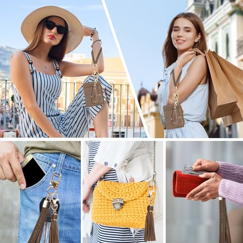 Image of KNGITRYI Small Wristlet Wallets for Women RFID Credit Card Holder Wallet Keychain Wristlet Wallet Credit Card Wallets for Women (Clay Brown)