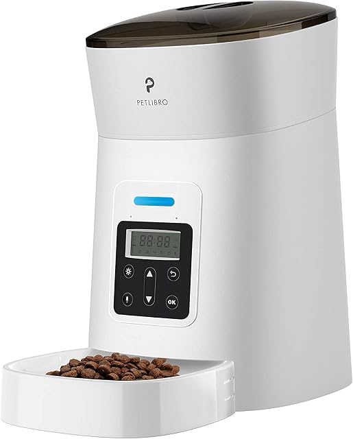 PETLIBRO Automatic Cat Feeder, 4L Auto Pet Dry Food Dispenser with Clog-Free Design, Low Food LED Indication, 0-50 Portion Control for 1-6 Meals Daily, 10s Voice Recorder for Small & Medium Pets