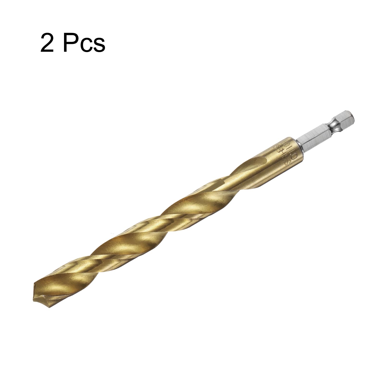 sourcing map Lot de 2 forets hélicoïdaux à tige hexagonale de 11 mm avec revêtement en titane à changement rapide pour bois, plastique, métal, doré