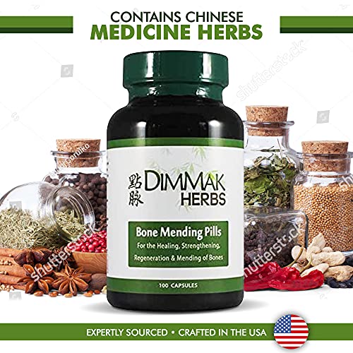 Bone Mending Pills By Dimmak Herbs, Bone Fracture Healing Supplement, Bone Strengthening Pills, Chinese Medicine Herbs - 500 Milligrams, 100 Capsules #TOP1