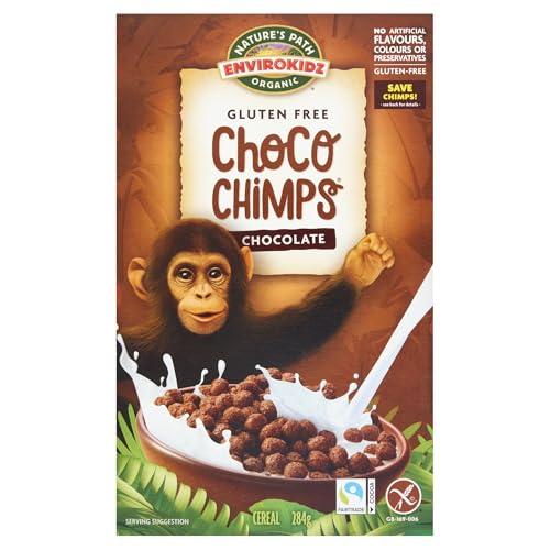 Nature's Path Organic Gluten Free Cereal, EnviroKidz Chocolate Breakfast Cereal, Choco Chimps, Pack of 4 x 284 g