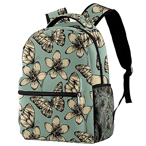 Sac d'école fleurs et papillon jaune pour les sorties et cours des étudiants
