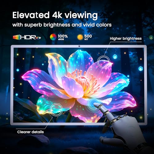 Image of Bisprico 32 Inch UHD 4K Portable Smart TV on Wheels, Qualcomm Snapdragon 710 CPU, Built-in 8-10H Battery, 8+128GB, Android 14 OS Touch Screen Monitor, 8MP Camera, Full Swivel Rotation, Remote Control