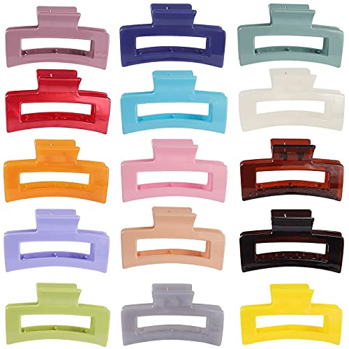 Accesorios, Sports Paquete de 15 pinzas rectangulares para el pelo de color sólido, elegantes pasadores para todo tipo de cabello, para mujeres, pinzas antideslizantes para la...