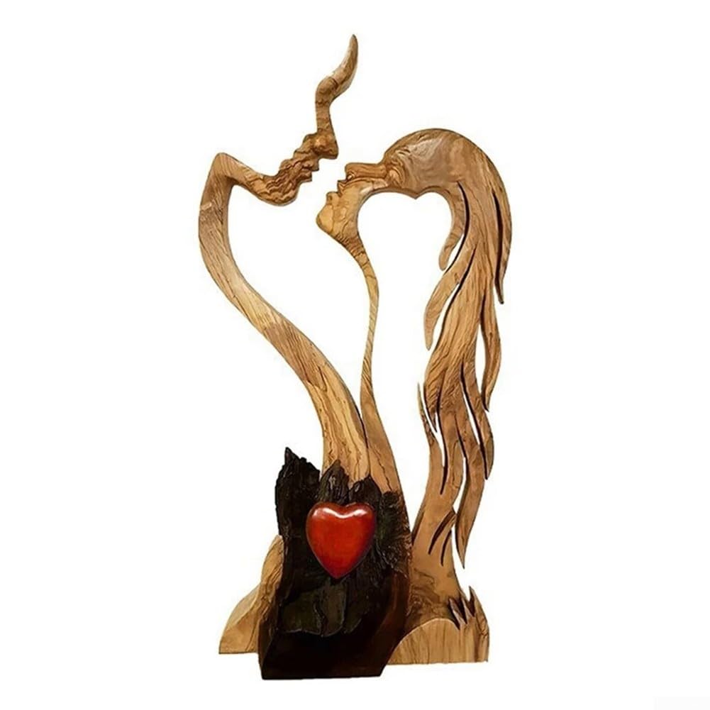 Posąg Feng Shui, Ozdoby do salonu, Ozdoby Feng Shui, Rzeźby Ogrodowe, Posągi Ogrodowe, Ozdoby Ogrodowe, Dekoracja Posągu, 1 szt. Drewniana Para Całująca Się Posąg, Ozdoba Miłosna, Unikalna Dekoracja D