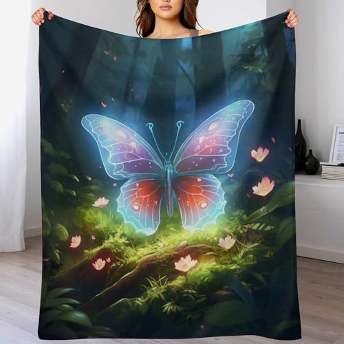 Plaid Papillon 100x130cm Couverture Douce Idée Cadeau Lit et Salon