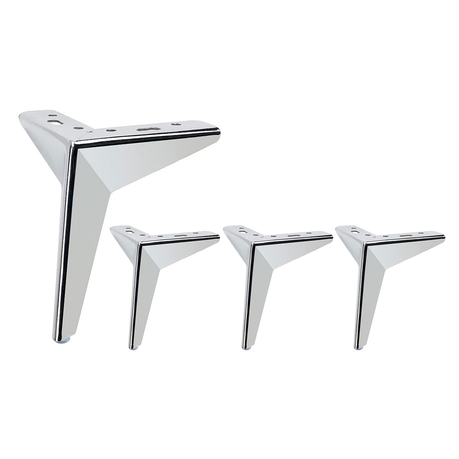 Sonakia Set of 4 Inclined Sofa Legs, Black/gold/silver 13cm/5in Furniture Feet, Iron Cabinet Legs, Metal Furniture Replacement Feet for Beds, Coffee Tables, Armchairs,Silver-13cm/5in