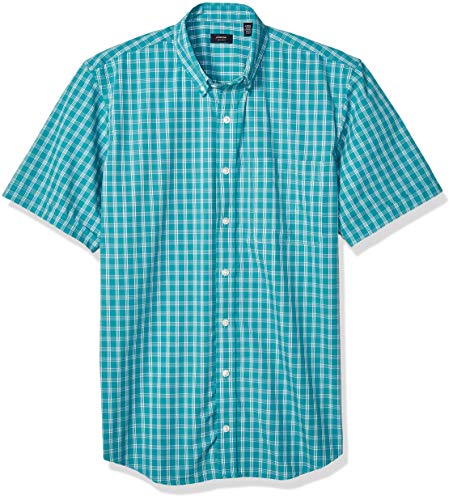 Arrow Men's Big and Tall Hamilton Poplins Short Sleeve Button Down Plaid Shirt