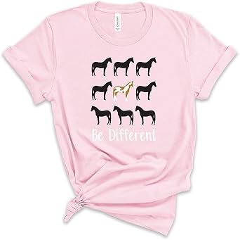 Equestrian Creations Be Different Womens T-Shirt Pink Gray Blue Purple Tee for Horse Lovers