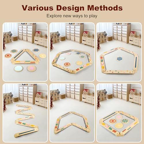 Amazingjoy Balance Beam Wooden Balance Board Stepping Stones Montessori Toy For Kids 3-5 Toddler Gross Motor Skills Build Coordination Gymnastics Obstacle Course Indoor Outdoor Gift 6Pcs thumb #1