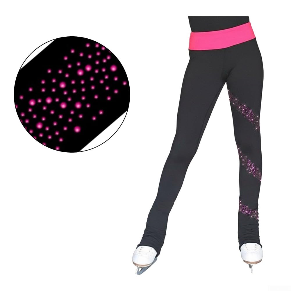 Pantaloni da allenamento per pattinaggio artistico, foderati in pile, impermeabili, elasticizzati, adatti alla pelle, per bambini e adulti, taglie XXXS-XXXL