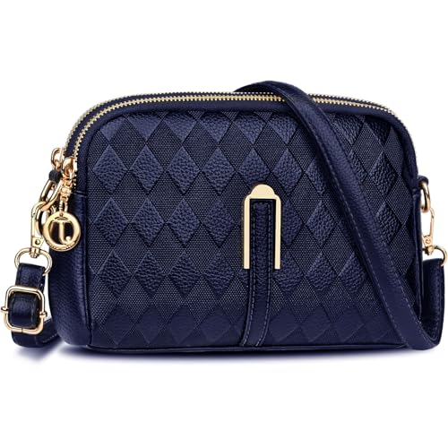 TEUEN Bolso Bandolera Mujer Pequeño de Suave Cuero PU, Bolsos Mujer Bandolera para Movil Bandolera Pequeña Mujer con Cremallera y Correa Ajustable Regalos de San Valentín y Navidad